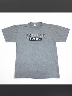 Vintage Kansas State Baseball Gray Crewneck Tee
